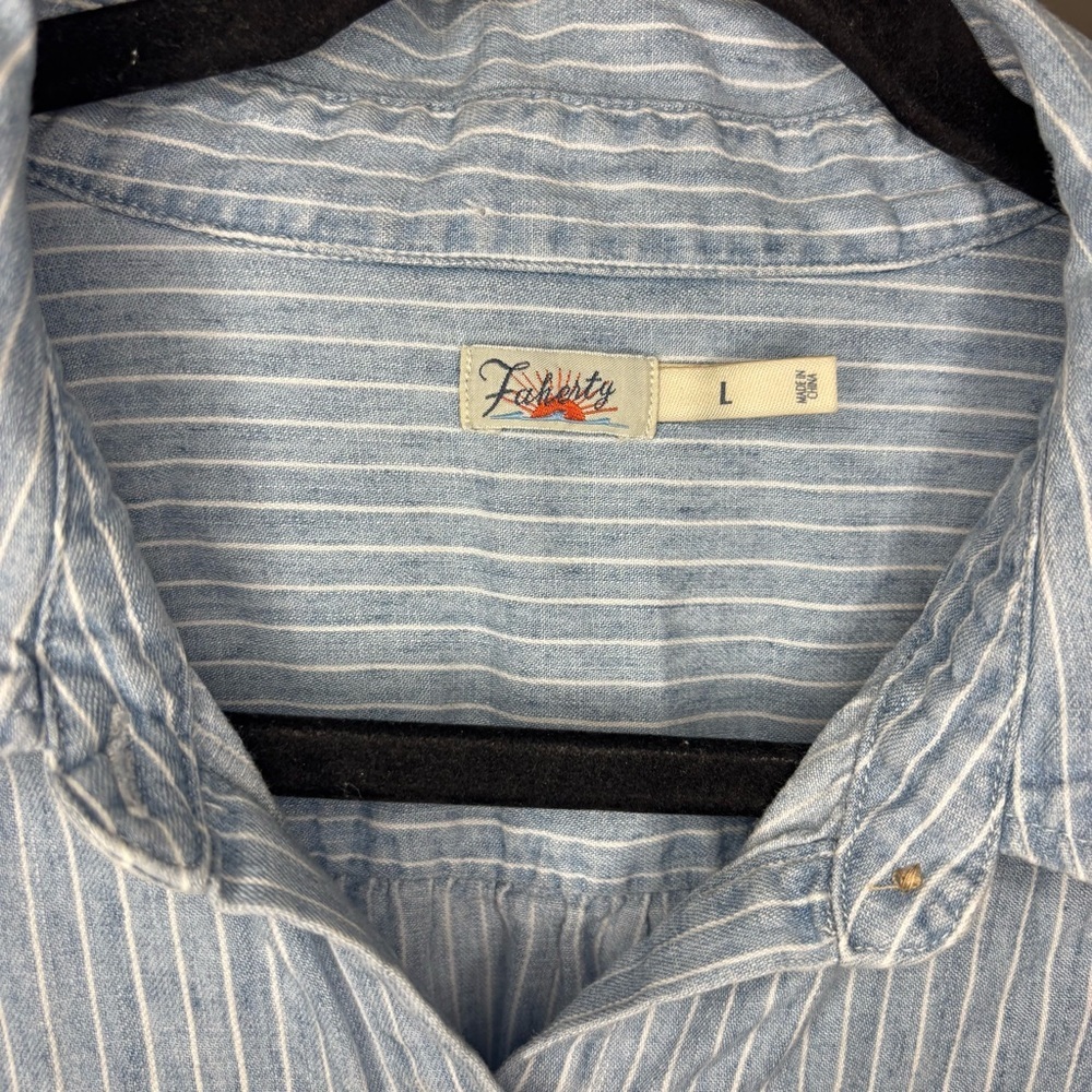 Faherty Light Blue Pinstripe Button-Up Shirt - Picture 2 of 6